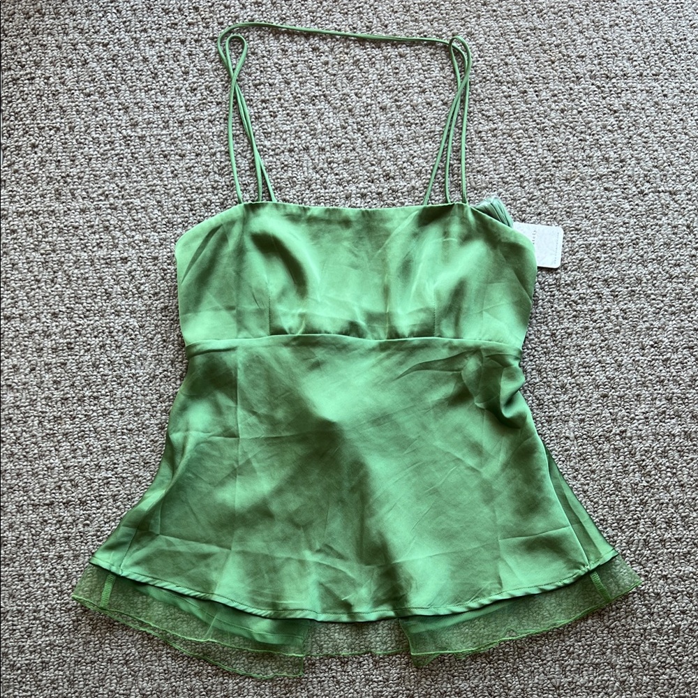 Free People Green Satin Top Size Medium